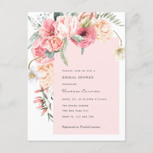 Invitation Carte Postale Chic jardin thème aquarelle fleurie douche nuptial