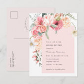 Invitation Carte Postale Chic jardin thème aquarelle fleurie douche nuptial (Devant / Derrière)