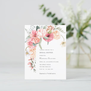 Invitation Carte Postale Chic jardin thème aquarelle fleurie douche nuptial