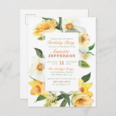 Invitation Carte Postale Chic Jaune Daisies Délicieuses Fleur Fête d'Annive (Devant / Derrière)