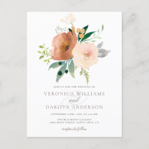 Invitation Carte Postale Chic Moderne Delicate Aquarelle Mariage