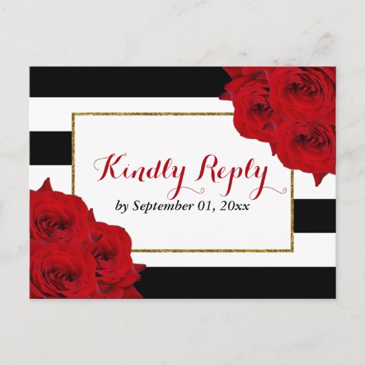 Invitation Carte Postale Chic Moderne Luxe Mariage Collection - Roses rouge (Devant)