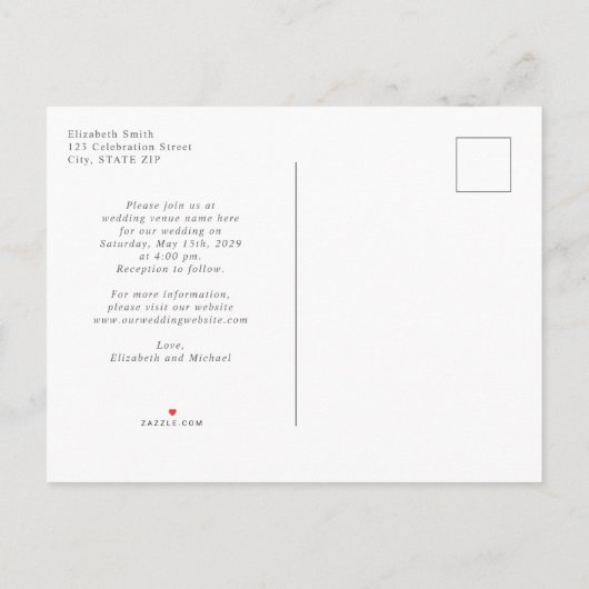Invitation Carte Postale Chic moderne Monogramme initial noir blanc Mariage (Dos)