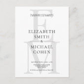 Invitation Carte Postale Chic moderne Monogramme initial noir blanc Mariage (Devant)