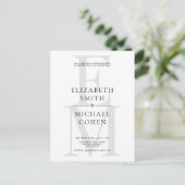 Invitation Carte Postale Chic moderne Monogramme initial noir blanc Mariage (Debout devant)