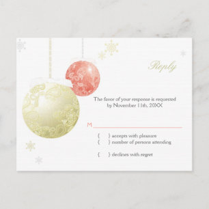 Invitation Carte Postale Chic Paisley Mariage de Noël RSVP