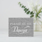 Invitation Carte Postale Chic Parties scintillant Argent Dama Quinceanera D (Debout devant)