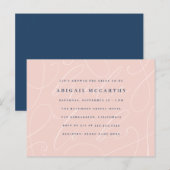 Invitation Carte Postale Chic Pearl Blush & Fête des mariées Bleue Marocain (Devant / Derrière)