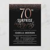 Invitation Carte Postale Chic Rose Gold 70th Surprise Birthday Party (Devant)