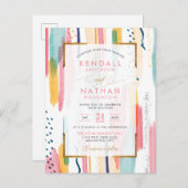 Invitation Carte Postale Chic rose pinceau touche Mariage chic (Devant / Derrière)