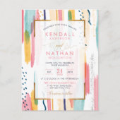 Invitation Carte Postale Chic rose pinceau touche Mariage chic (Devant)