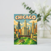Invitation Carte Postale Chicago River Saint Patricks day postcard (Debout devant)