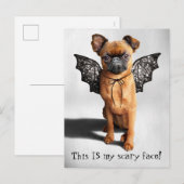 Invitation Carte Postale Chien avec ailes de chauve-souris (Devant / Derrière)