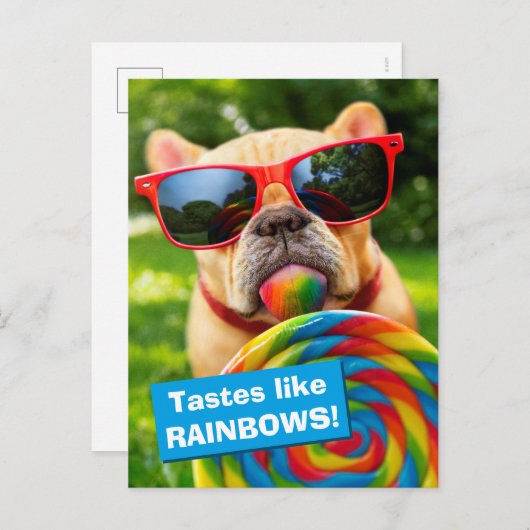 Invitation Carte Postale Chien avec grande sucette (Devant / Derrière)