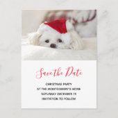 Invitation Carte Postale Chien blanc mignon en rouge Casquette de Noël Sauv (Devant)
