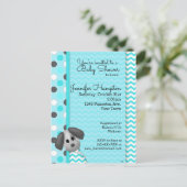 Invitation Carte Postale Chien Chien Chien Chien Turquoise Baby shower Cart (Debout devant)