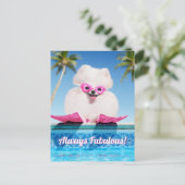 Invitation Carte Postale Chien De Piscine En Palmes (Debout devant)