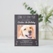 Invitation Carte Postale Chien rustique Anniversaire Fête Chiot Pet Photo (Debout devant)