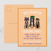 Invitation Carte Postale Chiens de la fête du costume d'Halloween (Devant / Derrière)