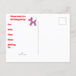 Invitation Carte Postale Chiens en Ballons Fête