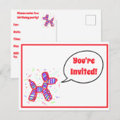 Invitation Carte Postale Chiens en Ballons Fête (Devant / Derrière)