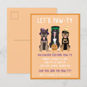 Invitation Carte Postale Chiens pawty costumés Halloween (Devant / Derrière)