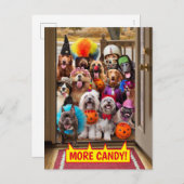 Invitation Carte Postale Chiens qui quémandent des friandises Halloween (Devant / Derrière)