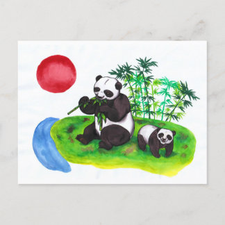 Invitation Carte Postale Chinois Panda mère et son petit