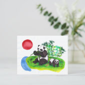 Invitation Carte Postale Chinois Panda mère et son petit (Debout devant)