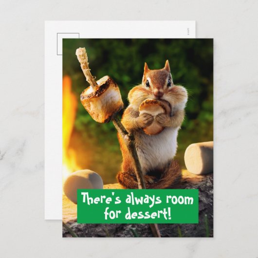 Invitation Carte Postale Chipmunk Manger Marshmallow (Devant / Derrière)
