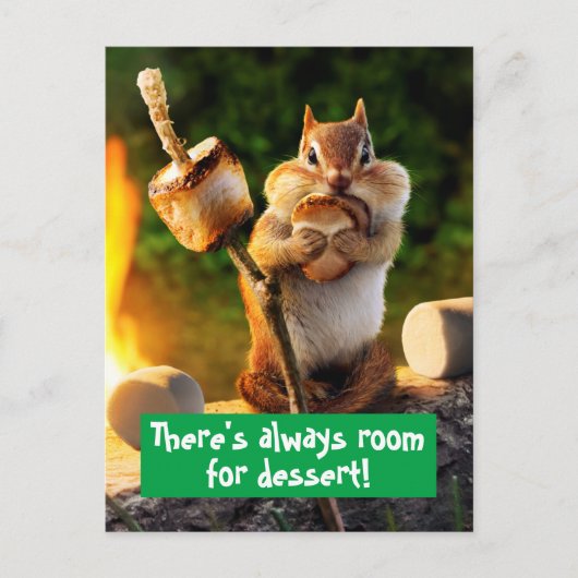 Invitation Carte Postale Chipmunk Manger Marshmallow (Devant)