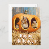 Invitation Carte Postale Chipmunks à l'intérieur de Boo Jack-o-Lantern (Devant / Derrière)