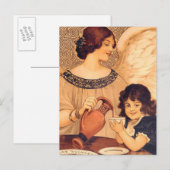 Invitation Carte Postale Chocolat Ange Antique Français (Devant / Derrière)