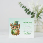 Invitation Carte Postale Chouette mignonne dans un chapeau vert Anniversair (Debout devant)
