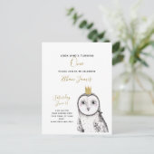 Invitation Carte Postale Chouette noire et blanche Baby 1er anniversaire (Debout devant)
