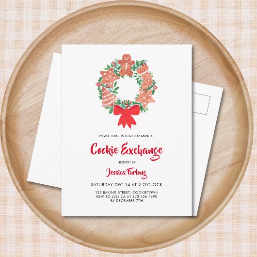 Invitation Carte Postale Christmas Cookie Exchange Party