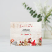 Invitation Carte Postale Christmas Rustic Bois Board Enregistrer la date (Debout devant)