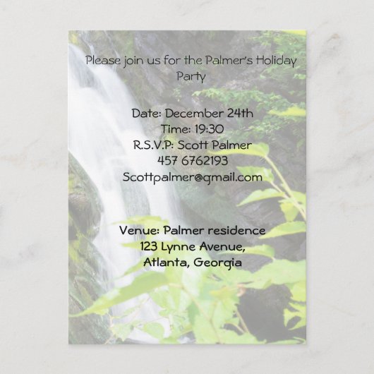 Invitation Carte Postale chute d'eau du canyon Hell's Gate (Devant)