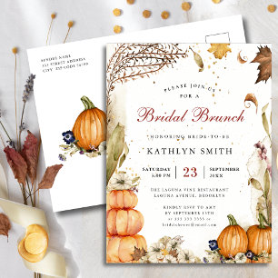 Invitation Carte Postale Chute en amour Citrouille Rustique Automne Bridal 