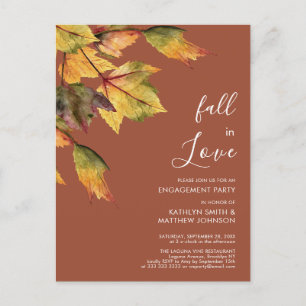Invitation Carte Postale Chute en amour Feuillage d'automne Élégant Fiançai