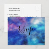 Invitation Carte Postale Ciel de lavis bleu mariage RSVP (Devant / Derrière)
