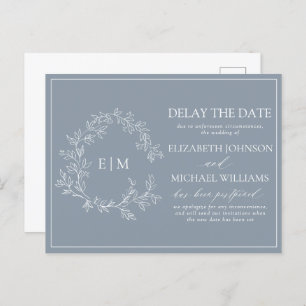 Invitation Carte Postale Cimier Feuilleté Dusty Monogramme Retard La Date