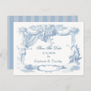 Invitation Carte Postale Cimier victorien Dusty Bleu Baroque