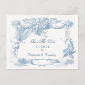 Invitation Carte Postale Cimier victorien Dusty Bleu Baroque (Devant)
