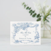 Invitation Carte Postale Cimier victorien Dusty Bleu Baroque (Debout devant)