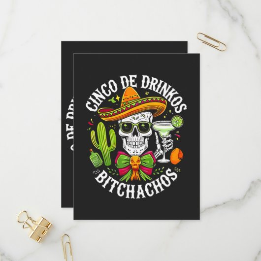 Invitation Carte Postale Cinco De Drinko Bitchachos (Devant/Arrière en situation)