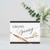 Invitation Carte Postale Ciseaux à ruban de cuivre moderne Grand ouverture (Debout devant)