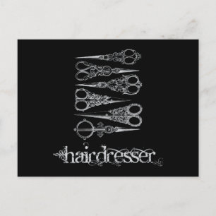 Invitation Carte Postale Ciseaux Classiques de Coiffeur Vintage