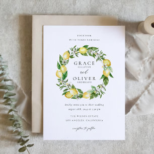 Invitation Carte Postale Citron d'été et verdure Wreath QR Code Mariage