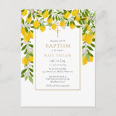 Invitation Carte Postale Citrons Fleur Végétation Baptême Christening (Devant)